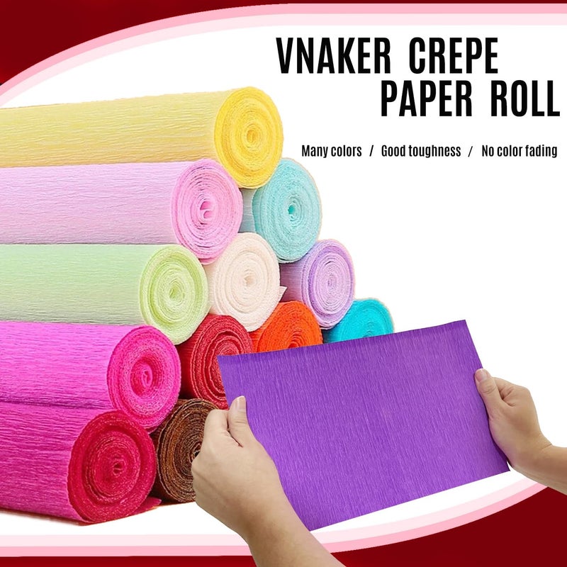VNAKER Crepe Paper Roll Red, 9.8Inch x 8.2Ft/3Rolls, Heavy Papel Crepe Set Multi-Color, Crepe Paper for Flower Making, Valentine's Day, Wedding Ceremony, Birthday Halloween Thanksgiving,DIY Craft - Image 4